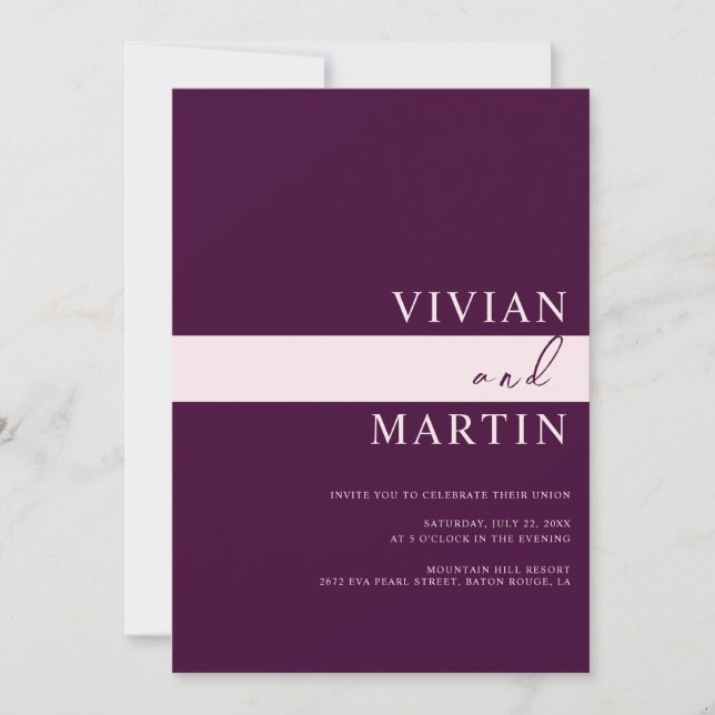 Invitación Elegante Boda real de Crimson QR todo en uno (Anverso)