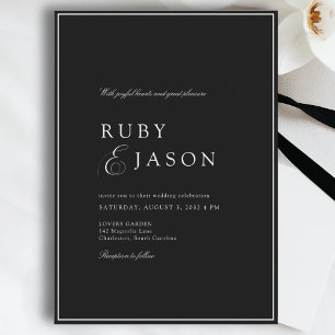 Invitación Elegante Boda Real en Blanco y Negro
