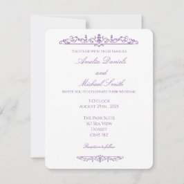Invitación Elegante Boda Regencia Morado y Blanco