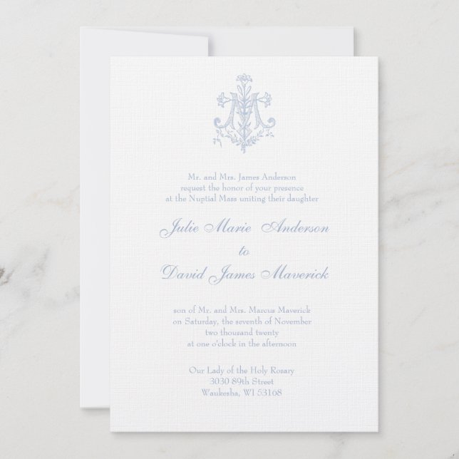 Invitación Elegante Boda religiosa María (Anverso)