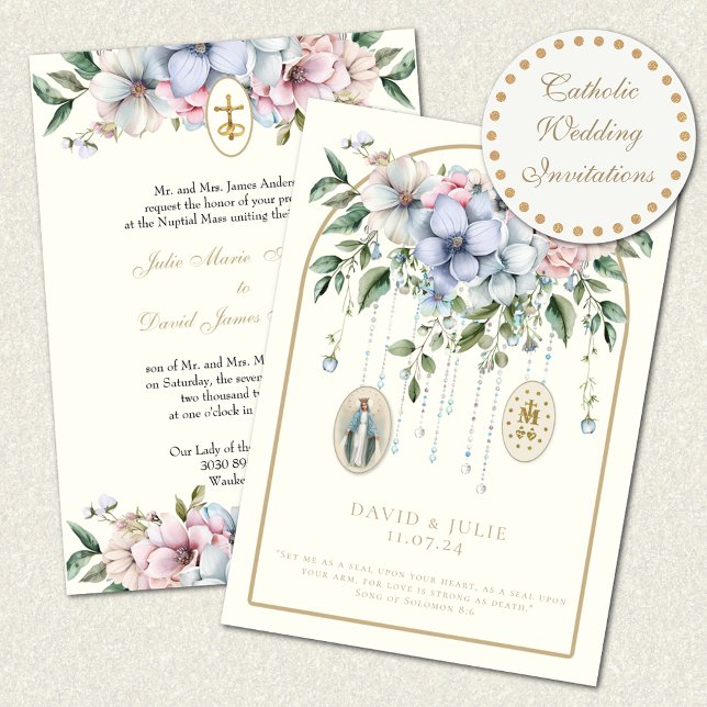 Invitación Elegante Boda religioso floral católico (Subido por el creador)