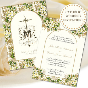 Invitación Elegante Boda religioso floral católico