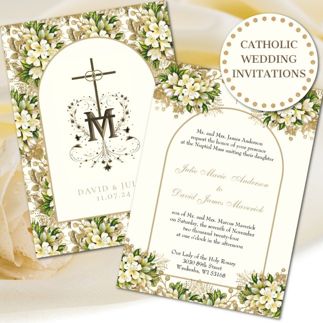Invitación Elegante Boda religioso floral católico (Subido por el creador)