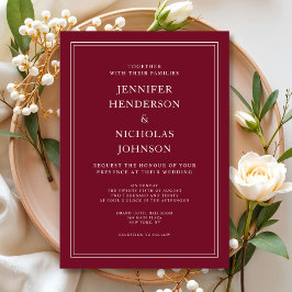 Invitación Elegante Boda rojo burdeos formal clásico