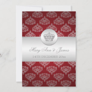 Invitación Elegante Boda Rojo de la Corona Real