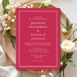 Invitación Elegante Boda rojo magenta formal