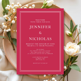 Invitación Elegante Boda rojo magenta formal clásico