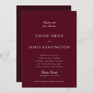 Invitación Elegante Boda rojo marrón formal clásico
