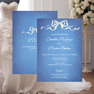 Invitación Elegante Boda Romántica con Cinta Blanca