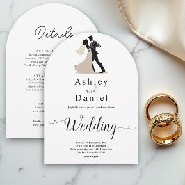 Invitación Elegante Boda romántica de Moda negra y blanca