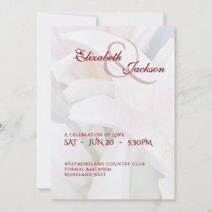 Invitación Elegante Boda Romántica Suave Floral Lirio Letra S