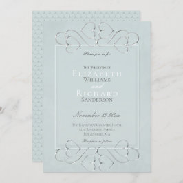 Invitación Elegante Boda romántico azul turbio