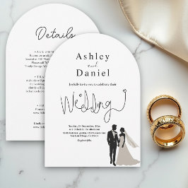 Invitación Elegante Boda Romántico Blanco Y Negro Sencillo