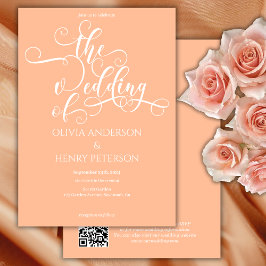 Invitación Elegante Boda Romántico Código QR