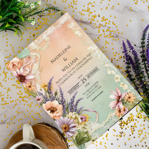 Invitación Elegante Boda romántico de encaje floral vintage