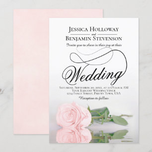Invitación Elegante Boda romántico de rosa rosado