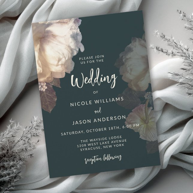 Invitación Elegante Boda romántico floral oscuro (Subido por el creador)