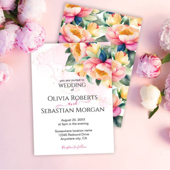 Invitación Elegante Boda Romántico Peony Watercolor (Subido por el creador)