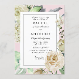 Invitación Elegante Boda Romántico Rosa Bouquet