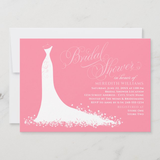 Invitación Elegante Boda rosa brillante ducha de novia (Anverso)