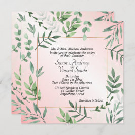 Invitación Elegante Boda rosa con sabor a flora y fauna