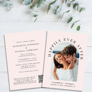 Invitación Elegante Boda rosa de código QR para arcos