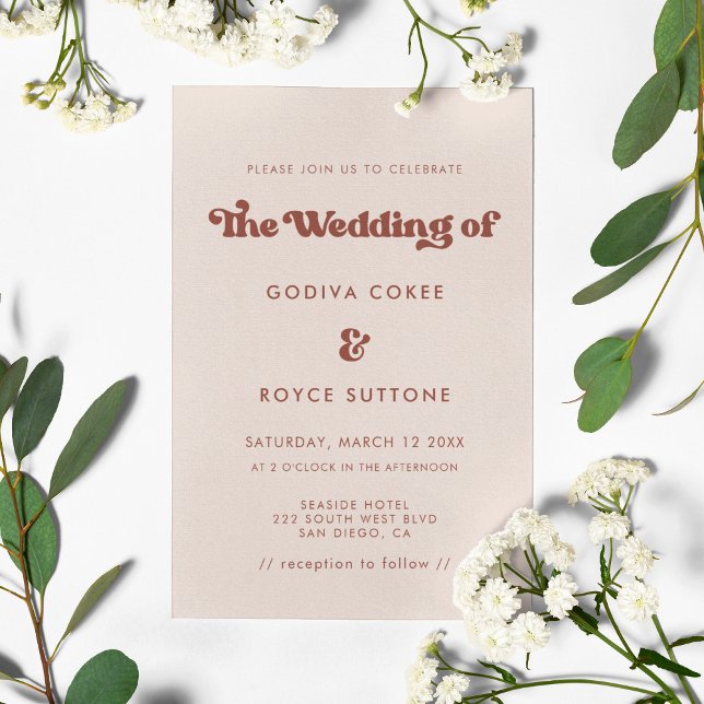 Invitación Elegante boda rosa de durazno retro (Subido por el creador)