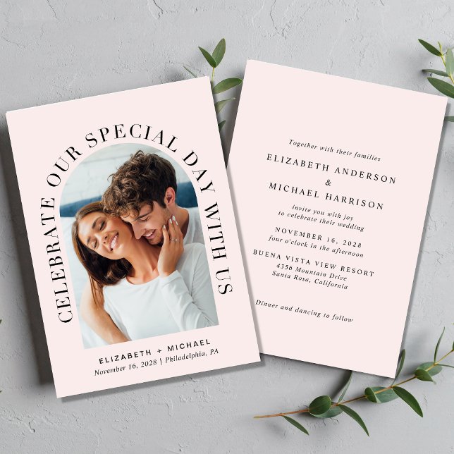 Invitación Elegante Boda rosa de foto arca (Subido por el creador)