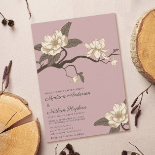 Invitación Elegante Boda rosa de Magnolia Rubor de época