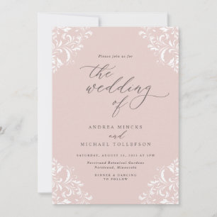 Invitación Elegante Boda rosa de Rubor de época