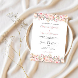 Invitación Elegante Boda rosa floral