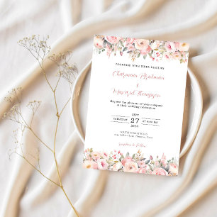 Invitación Elegante Boda rosa floral