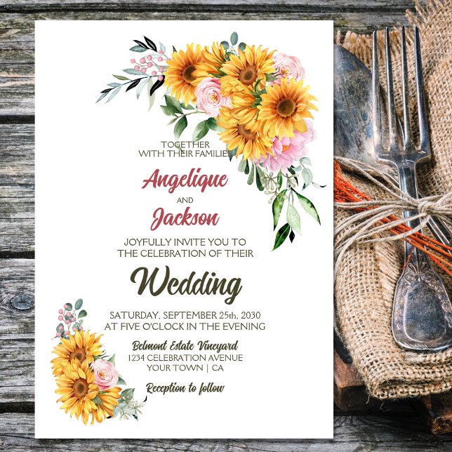 Invitación Elegante Boda rosa girasol (Subido por el creador)