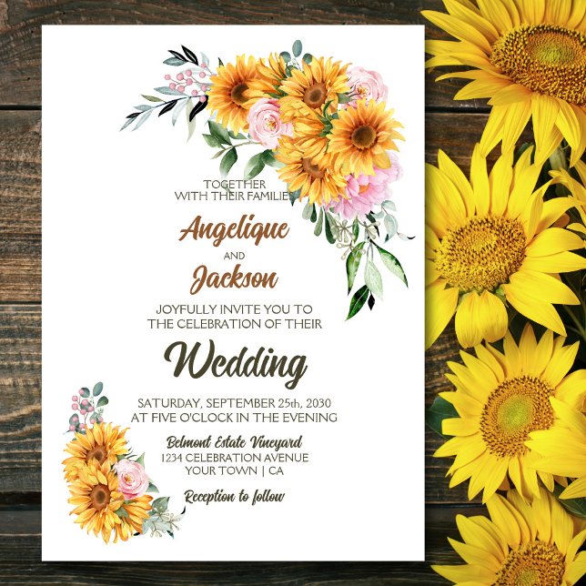 Invitación Elegante Boda rosa girasol (Subido por el creador)