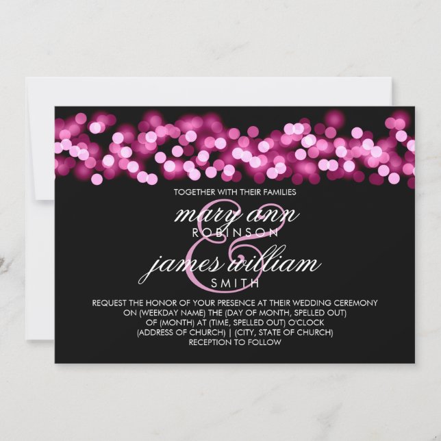 Invitación Elegante Boda Rosa Hollywood Glam (Anverso)