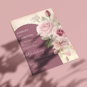 Invitación Elegante Boda Rosa Mauve y Dusty