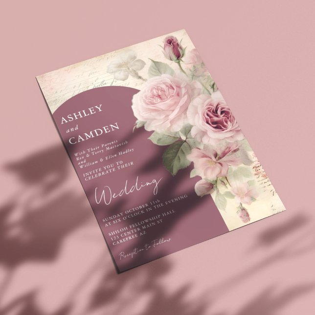 Invitación Elegante Boda Rosa Mauve y Dusty (Subido por el creador)
