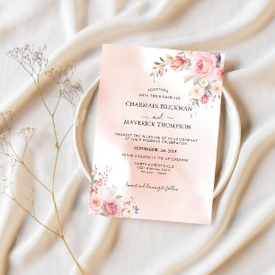 Invitación Elegante Boda rosa mist floral