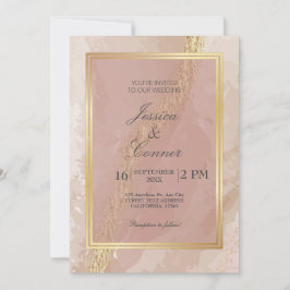 Invitación Elegante boda rosa oro Mármol