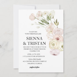 Invitación Elegante Boda Rosa Peony