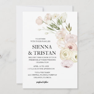 Invitación Elegante Boda Rosa Peony