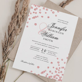 Invitación Elegante Boda  Rosa Purpurina de oro Confetti