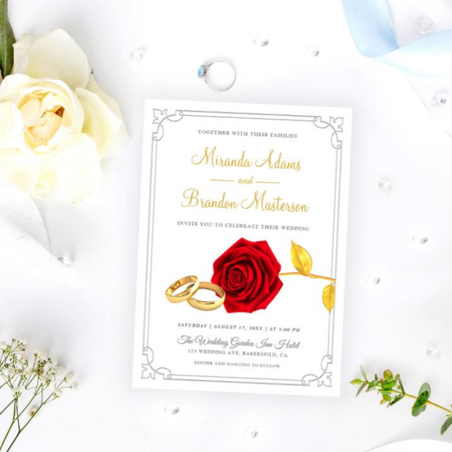 Invitación Elegante Boda Rosa Rojo (Subido por el creador)