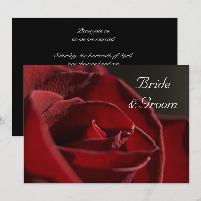 Invitación Elegante Boda Rosa Rojo (Anverso / Reverso)