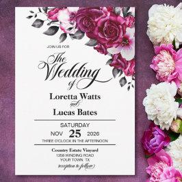 Invitación Elegante Boda rosa rosa floral