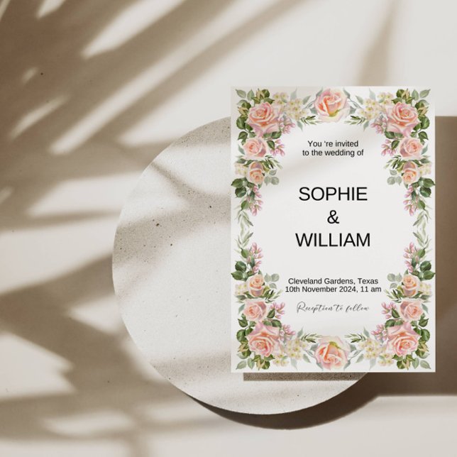 Invitación 🌸 Elegante Boda Rosa Rosa Rosa: Un romance eterno (Subido por el creador)
