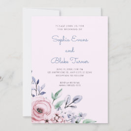 Invitación Elegante Boda rosa rosa rosa y azul floral