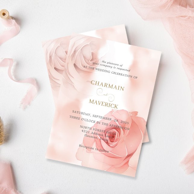 Invitación Elegante Boda rosa rosado de Rubor (Subido por el creador)