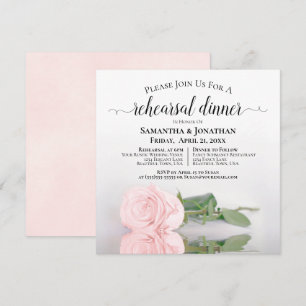 Invitación Elegante Boda rosa rosado de Rubor ensayo y cena