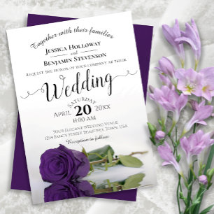 Invitación Elegante Boda Rosa Royal Purple con estampado larg